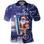 Christmas In July Australia Polo Shirt Santa Surfboard Sydney Opera House - Blue