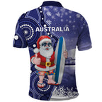 Christmas In July Australia Polo Shirt Santa Surfboard Sydney Opera House - Blue
