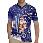 Christmas In July Australia Rugby Jersey Santa Surfboard Sydney Opera House - Blue