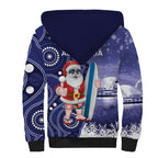 Christmas In July Australia Sherpa Hoodie Santa Surfboard Sydney Opera House - Blue