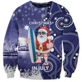 Christmas In July Australia Sweatshirt Santa Surfboard Sydney Opera House - Blue
