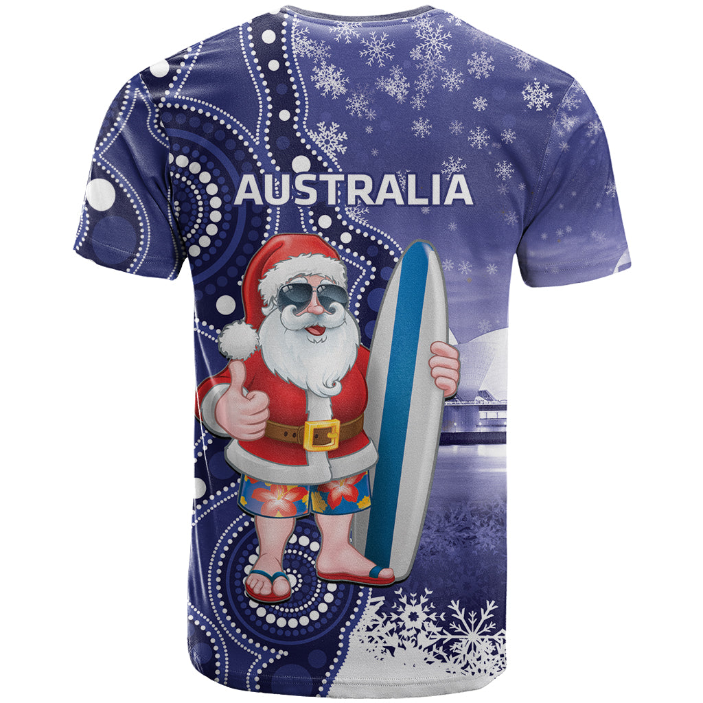 Christmas In July Australia T Shirt Santa Surfboard Sydney Opera House - Blue