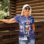 Christmas In July Australia Women Polo Shirt Santa Surfboard Sydney Opera House - Blue