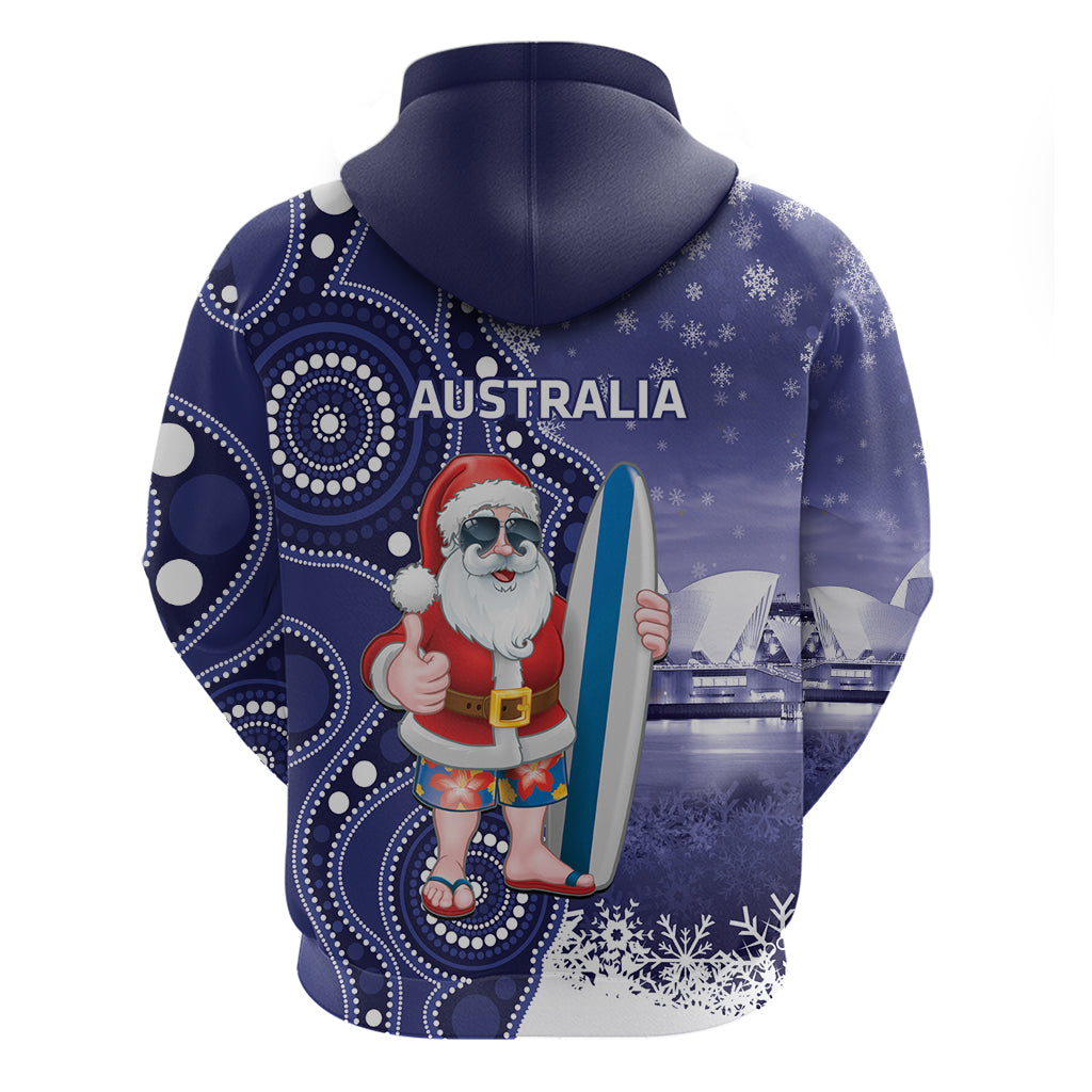 Christmas In July Australia Zip Hoodie Santa Surfboard Sydney Opera House - Blue
