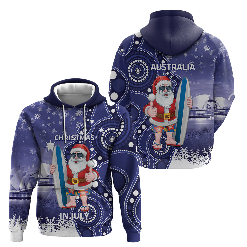 Christmas In July Australia Zip Hoodie Santa Surfboard Sydney Opera House - Blue