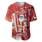 Christmas In July Australia Baseball Jersey Santa Surfboard Sydney Opera House - Red