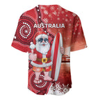 Christmas In July Australia Baseball Jersey Santa Surfboard Sydney Opera House - Red