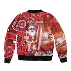 Christmas In July Australia Bomber Jacket Santa Surfboard Sydney Opera House - Red