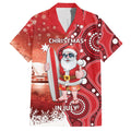 Christmas In July Australia Family Matching Long Sleeve Bodycon Dress and Hawaiian Shirt Santa Surfboard Sydney Opera House - Red