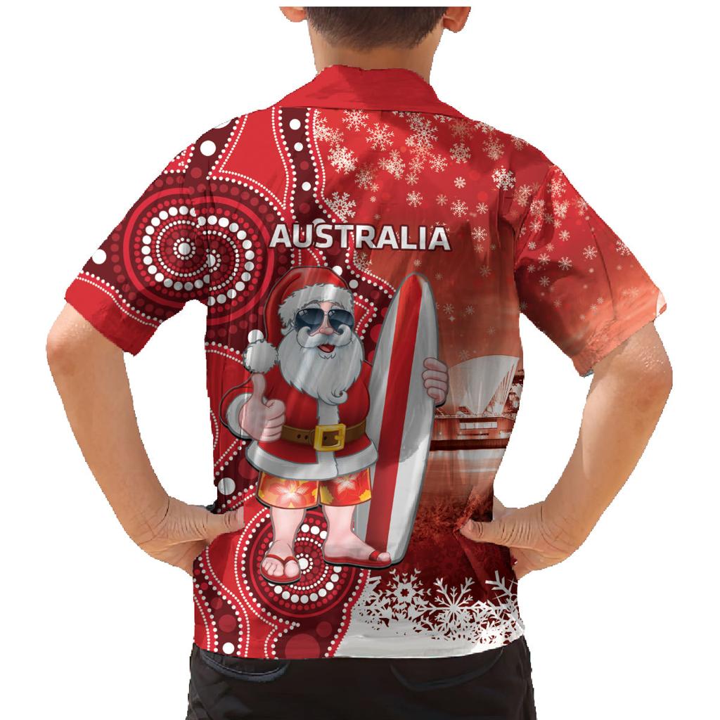 Christmas In July Australia Family Matching Mermaid Dress and Hawaiian Shirt Santa Surfboard Sydney Opera House - Red