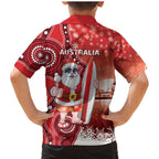 Christmas In July Australia Family Matching Mermaid Dress and Hawaiian Shirt Santa Surfboard Sydney Opera House - Red