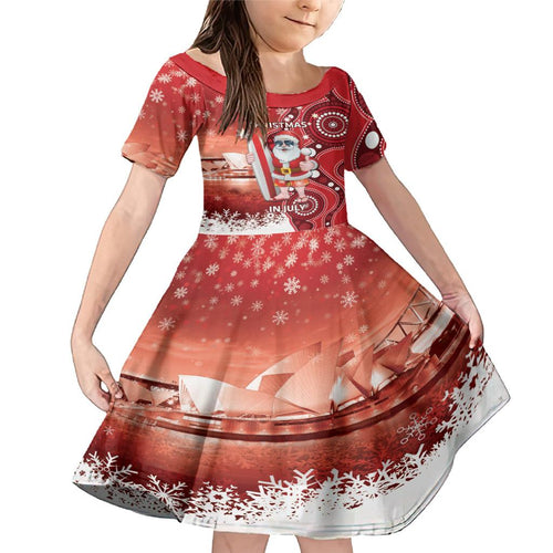 Christmas In July Australia Family Matching Mermaid Dress and Hawaiian Shirt Santa Surfboard Sydney Opera House - Red