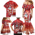 Christmas In July Australia Family Matching Mermaid Dress and Hawaiian Shirt Santa Surfboard Sydney Opera House - Red