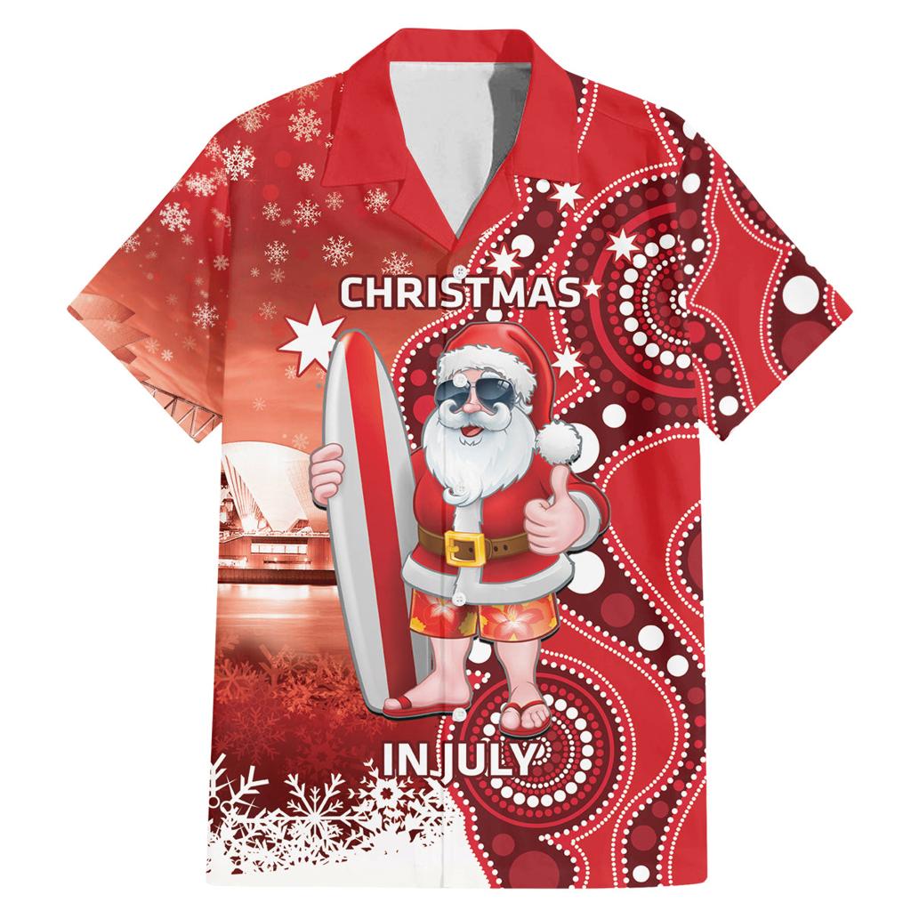Christmas In July Australia Family Matching Mermaid Dress and Hawaiian Shirt Santa Surfboard Sydney Opera House - Red