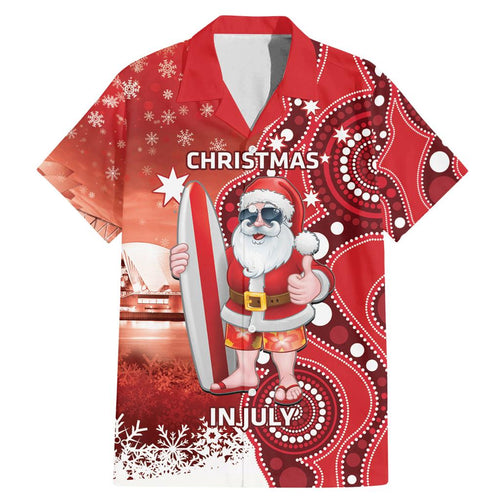 Christmas In July Australia Family Matching Mermaid Dress and Hawaiian Shirt Santa Surfboard Sydney Opera House - Red