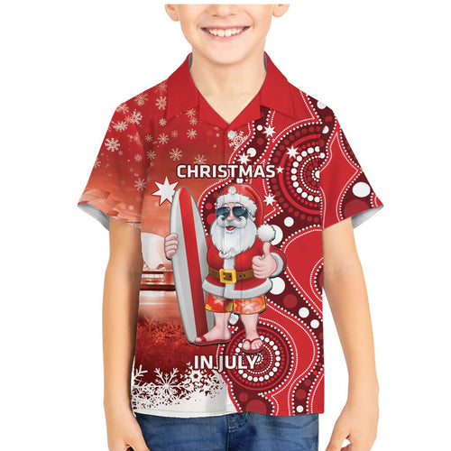 Christmas In July Australia Family Matching Mermaid Dress and Hawaiian Shirt Santa Surfboard Sydney Opera House - Red