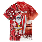 Christmas In July Australia Family Matching Off Shoulder Maxi Dress and Hawaiian Shirt Santa Surfboard Sydney Opera House - Red