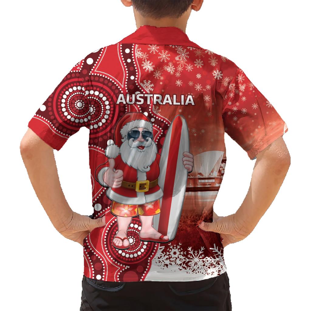 Christmas In July Australia Family Matching Short Sleeve Bodycon Dress and Hawaiian Shirt Santa Surfboard Sydney Opera House - Red