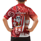 Christmas In July Australia Family Matching Short Sleeve Bodycon Dress and Hawaiian Shirt Santa Surfboard Sydney Opera House - Red