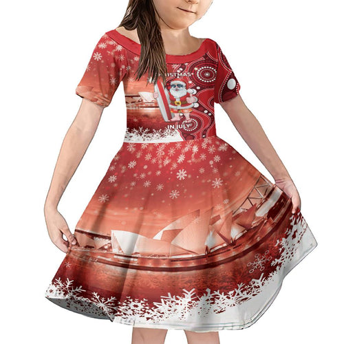 Christmas In July Australia Family Matching Summer Maxi Dress and Hawaiian Shirt Santa Surfboard Sydney Opera House - Red