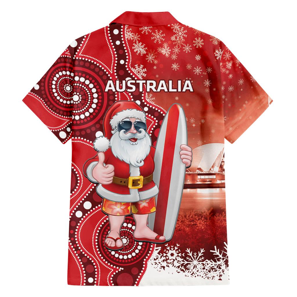 Christmas In July Australia Family Matching Summer Maxi Dress and Hawaiian Shirt Santa Surfboard Sydney Opera House - Red