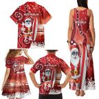 Christmas In July Australia Family Matching Tank Maxi Dress and Hawaiian Shirt Santa Surfboard Sydney Opera House - Red