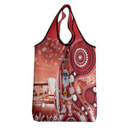 Christmas In July Australia Grocery Bag Santa Surfboard Sydney Opera House - Red