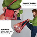 Christmas In July Australia Grocery Bag Santa Surfboard Sydney Opera House - Red