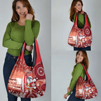 Christmas In July Australia Grocery Bag Santa Surfboard Sydney Opera House - Red