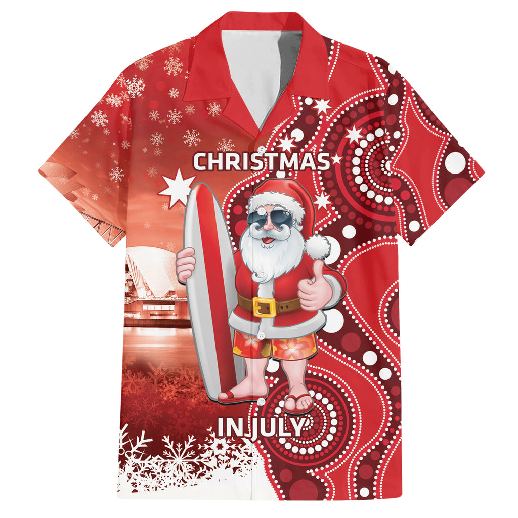 Christmas In July Australia Hawaiian Shirt Santa Surfboard Sydney Opera House - Red