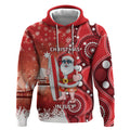 Christmas In July Australia Hoodie Santa Surfboard Sydney Opera House - Red