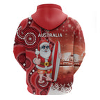 Christmas In July Australia Hoodie Santa Surfboard Sydney Opera House - Red