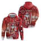 Christmas In July Australia Hoodie Santa Surfboard Sydney Opera House - Red