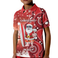 Christmas In July Australia Kid Polo Shirt Santa Surfboard Sydney Opera House - Red