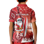 Christmas In July Australia Kid Polo Shirt Santa Surfboard Sydney Opera House - Red