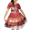 Christmas In July Australia Kid Short Sleeve Dress Santa Surfboard Sydney Opera House - Red