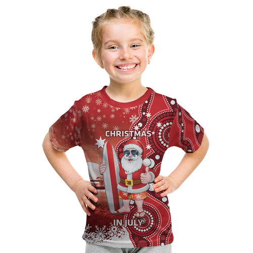 Christmas In July Australia Kid T Shirt Santa Surfboard Sydney Opera House - Red