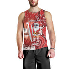 Christmas In July Australia Men Tank Top Santa Surfboard Sydney Opera House - Red