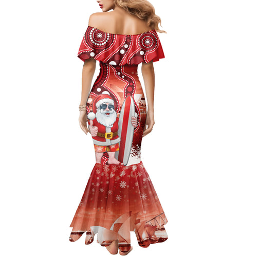 Christmas In July Australia Mermaid Dress Santa Surfboard Sydney Opera House - Red