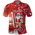 Christmas In July Australia Polo Shirt Santa Surfboard Sydney Opera House - Red