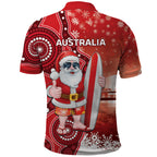 Christmas In July Australia Polo Shirt Santa Surfboard Sydney Opera House - Red