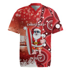 Christmas In July Australia Rugby Jersey Santa Surfboard Sydney Opera House - Red