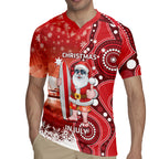 Christmas In July Australia Rugby Jersey Santa Surfboard Sydney Opera House - Red
