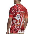 Christmas In July Australia Rugby Jersey Santa Surfboard Sydney Opera House - Red