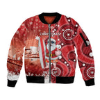 Christmas In July Australia Sleeve Zip Bomber Jacket Santa Surfboard Sydney Opera House - Red