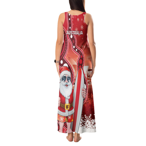 Christmas In July Australia Tank Maxi Dress Santa Surfboard Sydney Opera House - Red