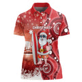 Christmas In July Australia Women Polo Shirt Santa Surfboard Sydney Opera House - Red