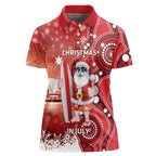 Christmas In July Australia Women Polo Shirt Santa Surfboard Sydney Opera House - Red