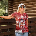 Christmas In July Australia Women Polo Shirt Santa Surfboard Sydney Opera House - Red