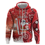 Christmas In July Australia Zip Hoodie Santa Surfboard Sydney Opera House - Red